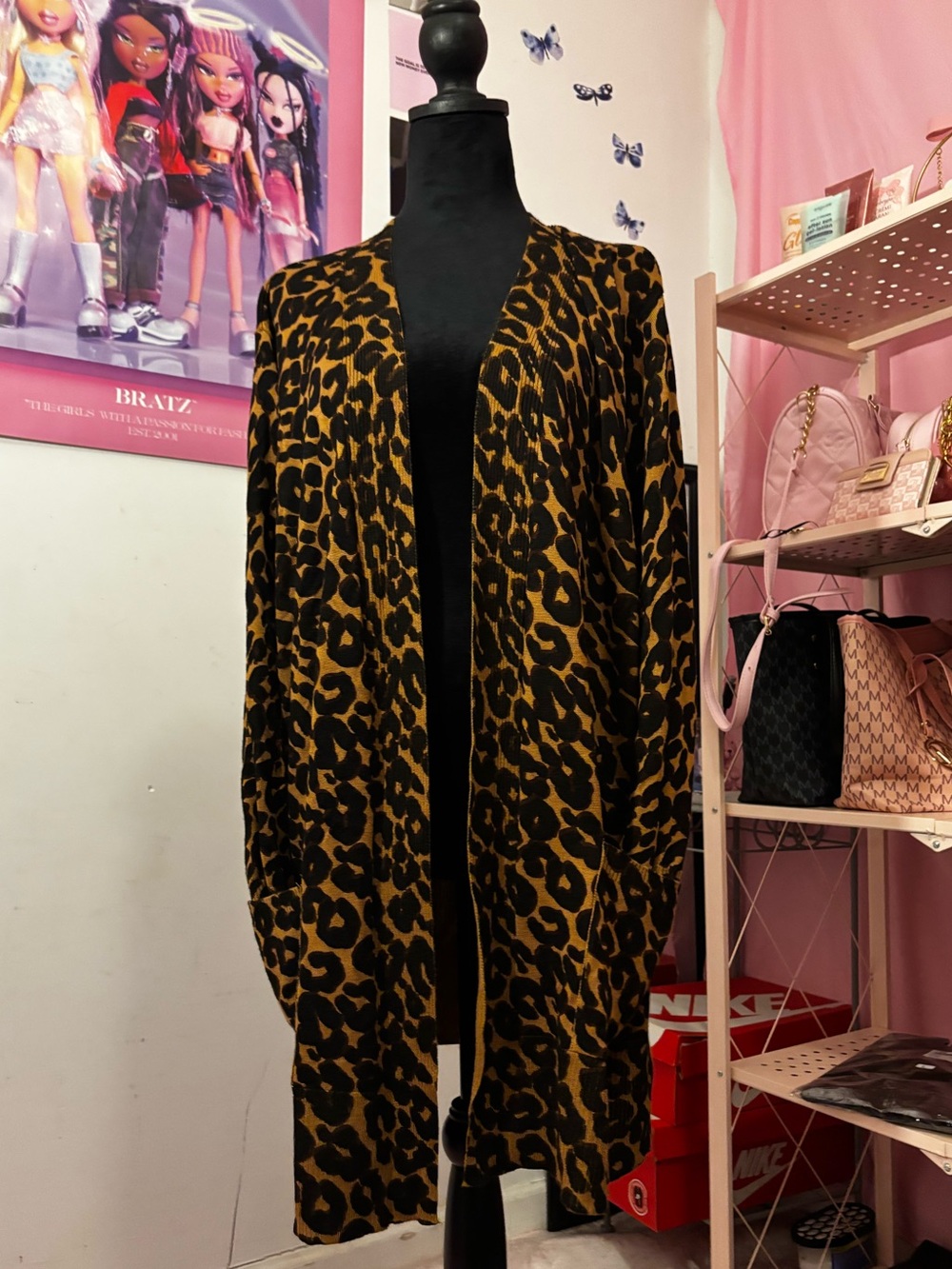 BRAND NEW Terra & Sky Leopard-Print Open Cardigan in Black & Brown🤎🐆